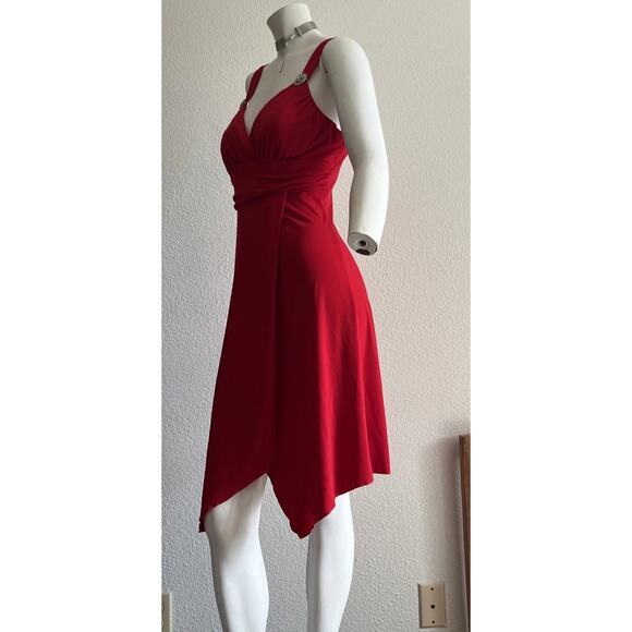 Vintage Y2K Dress Ruby Rox Whimsigoth Red Medium Asymmetric Hem HOCO Formal - Picture 7 of 16